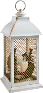 Deko Laterne Weihnachten 3 Modelle mit LED Kerze und Batterie Timer 32 cm hoch, Laternen Varianten:creme und gold