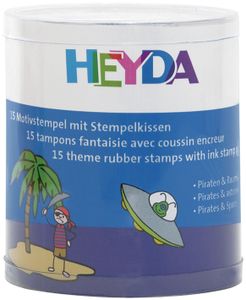 HEYDA Motivstempel Set "Piraten & Raumfahrer" Runddose 15 Stempel