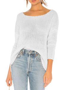 Damen Sweatshirts Strickpullover Gemütliche Pullover Strickwaren 3/4 Ärmel Pullover Tops Aus Weiß,Größe S