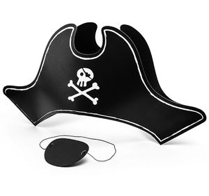 Piraten Hut mit Augenklappe für Kinder aus Papier Party-Deko Zubehör