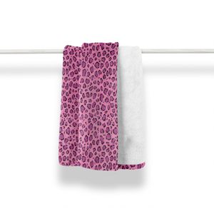 ABAKUHAUS Safari Weich Flanell Fleece Decke, Leopard-Haut-Spots Pattern, Gemütlicher Plüsch für den Innen- und Außenbereich, 125 x 175 cm, Pink und Baby-Rosa