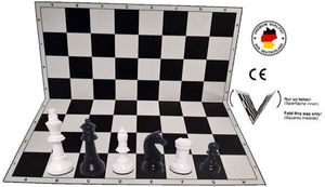 Schachset "Profi" mit Schachbrett und Schachfiguren KH 93 mm, weiss-schwarz, Staunton Form, mit Filzsockel