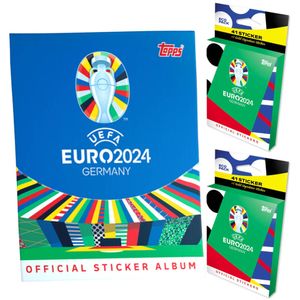 Topps UEFA EURO 2024 Sticker - Fußball EM Sammelsticker - 1 Album + 2 Eco Blister