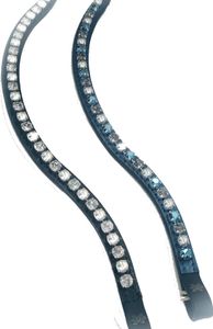 DÖBERT Stirnriemen schmal Classic schwarz, mit , blau Lack unterlegt, silberne Perlen, geschwungen