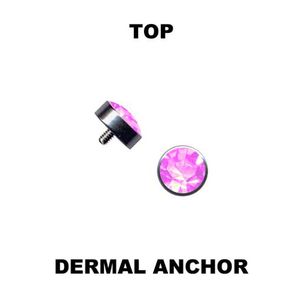 Dermal Anchor Aufsatz Kristall pink: Microdermal Hautanker Piercing