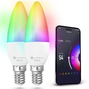 Lideka® E14 Smart LED Lampe 6W 2700K, 16Millionen DIY-Farben, WLAN Mehrfarbige Dimmbare Birne, Warmweiß/Kaltesweiß licht, Musiksync, LED Bulb, 2 Stück