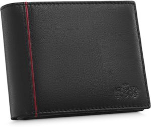 Zagatto Schwarz mit Rot Horizontale Herren-Geldbörse aus Leder ZG-N992-F16 RFID SCHUTZ Kartenschutz Sicher Münzfach Qualität Ledergeldbörse Portemonnaies