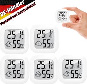5 Stück Thermo- Hygrometer Digitales Feuchtigkeit Mini LCD Digital Thermometer Raumthermometer Luftfeuchtigkeitsmessgerät Temperatur mit Hohen Genauigkeit für Innenraum, Babyraum, Wohnzimmer, Büro