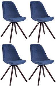4er Set Stühle HLO-CP8 Samt Rund cappuccino  blau