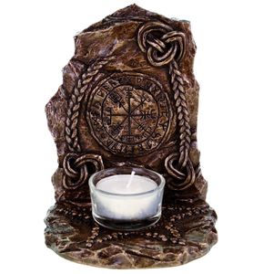 Wikinger Kompass Vegvisir Teelichthalter bronziert by Veronese Odin