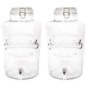 2x 8.7L Getränkespender aus Glas mit Tap - Groß Küche Party Wasser Saft Punsch Trinken Kühlschrank Container Krug Flasche Glas - Von Rink Drink