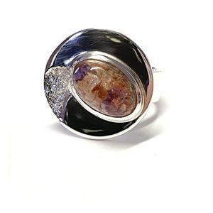 moderner Ring 925 Silber mit Opal im Muttergestein UNIKAT #57