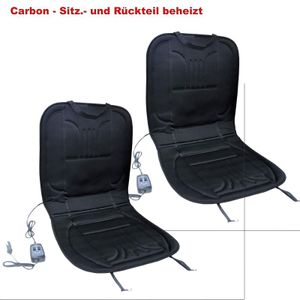 2x Profi Auto Sitzheizung Carbon 2 Stufen Rücken und Sitz beheizbare Sitzauflage universal