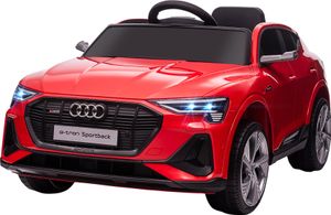 HOMCOM Elektro Kinderauto 12V Elektrofahrzeug Audi E-tron Elektroauto mit Fernbedienung, Sicherheitsgurt, Musik (MP3/USB/TF), Kinderfahrzeug für Kinder 3-5 Jahre, 3-5 km/h, Rot
