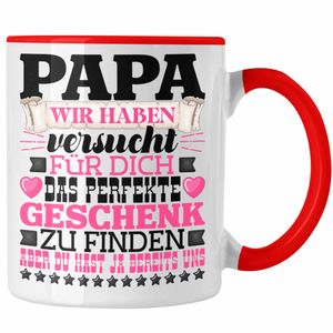 Trendation - Papa Geschenk Tasse Geschenkidee für Besten Vater Geschenk von Tochter an Vater Vatertag Spruch (Rot)