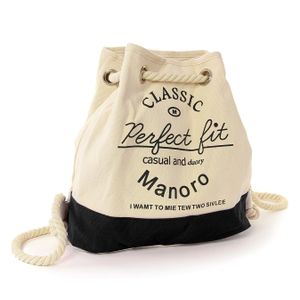 Manoro Canvas Rucksack Tasche Damen Handtasche Beuteltasche weiß schwarz OTK216S