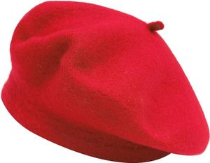 Retro Einfarbig Baskenmütze Warme Wolle Frühling Winter Beanie Frauen Mädchen Hut Winter Baskenmütze-Rot