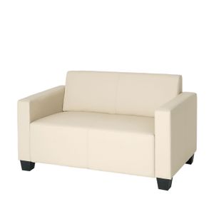 2er Sofa Couch Lyon Loungesofa Kunstleder  creme