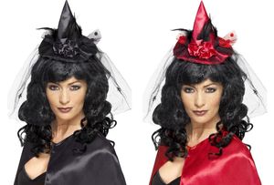 Kostüm Zubehör Haarreif mit Mini Hexenhut Hexe Hut Halloween schwarz