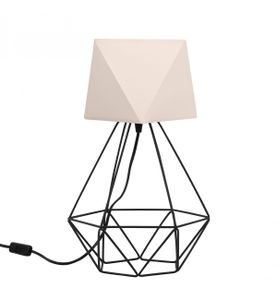 Slant Lampenschirm Tischlampe Modern - Elegante Nachttischlampe - Tischleuchte E27 - 40x23,5 cm - Schwarz und Creme Diamant - Slant