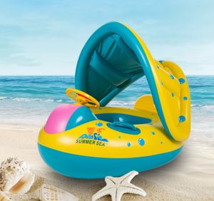 Baby Schwimmring mit Sonnenschutz Baby Pool Schwimmring Baby Schwimmring Aufblasbarer Schwimmreifen für Babys Gelb