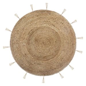 Atmosphera Créateur d'intérieur runder Teppich Jute Polyester Metallfaden beige gold 1 cm x 80 cm