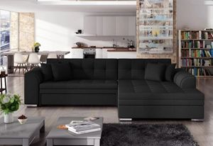 Ecksofa mit Schlaffunktion PALERMO, Sofa mit Schlaffunktion, L-Form Couch, Eckcouch, 294x80x196, sawana14 black, rechts