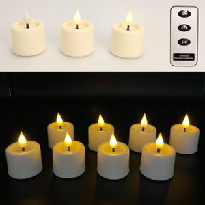 8er Set LED Teelichter Kerzen mit Timer und Fernbedienung - Stimmungslicht - Elfenbein