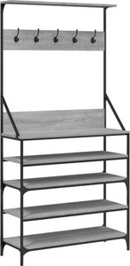 vidaXL Kleiderständer mit Schuhablage Grau Sonoma 90x34x184 cm