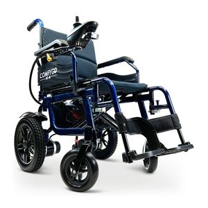 Elektrorollstuhl, elektrischer Rollstuhl, leicht, faltbar, blau, COMFYGO X-6, bis zu 16km, 12Ah Lithium-Ionen Batterie