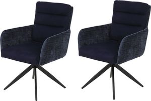 Hela Tische, 2er Set Drehstuhl Armlehnstuhl Leandra - Bezug Wildlederoptik Blau - XL Sitzbreite, 180° drehbar - Komfortsitz Federkorb -120kg belastbar