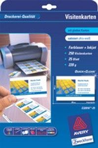 AVERY Zweckform Quick & Clean Visitenkarten satiniert ultraweiß 270 g/qm 100 Stück