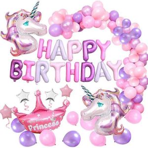 XXL Deluxe Partyset Einhorn 110 Teile Kindergeburtstag Kinder Geburtstag Party Girlande Ballongirlande rosa Ballonbogen Bogen