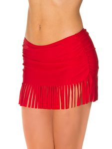 Aquarti Damen Bikinihose mit Rock Seitliche Raffung, Farbe: Rot, Größe: 44