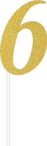 Creative Party - Tortendekoration "Number 6", Glitzer SG27013 (Einheitsgröße) (Gold)