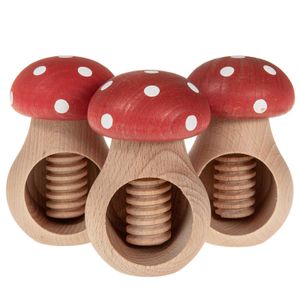 SIDCO Nussknacker Pilz 3 x Fliegenpilz Nussschraube rot Nussbrecher Schraubgewinde
