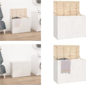 vidaXL Wäschetruhe Weiß 88,5x44x66 cm Massivholz Kiefer - Wäschetruhe - Wäschetruhen - Wäschebox - Wäschekorb