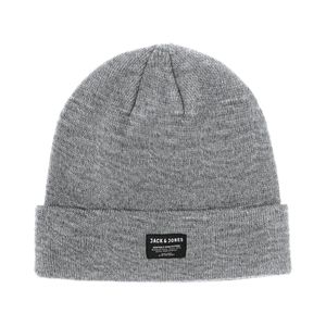 JACK & JONES Herren Beanie Strickmütze Wintermütze Wollmütze Casual Streetwear, Größe:one size, Farbe:Grey Melange/Grey Melange