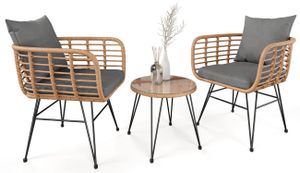 di volio Polyrattan Sitzgruppe für 2 Personen SAVIO - Balkonmöbel Set 3 teilig zwei Stühle und Tisch – kleines Lounge Balkonset für Terrasse Garten Balkon