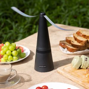 Navaris 2x Fliegenwedler elektrisch Fliegenabwehr - 8,5 x 24,5 x 8,5cm - elektrischer Fliegenvertreiber - Fliegen Ventilator Vertreiber - Schwarz