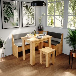 Livinity® Eckbankgruppe Roman, 150 x 120 cm mit Tisch, Goldkraft Eiche/Anthrazit