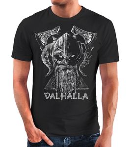 Herren T-Shirt Bedruckt Valhalla Wikinger Odin Wotan Axt Print Muskelshirt Muscle Shirt Fashion Streetstyle Neverless® schwarz 5XL