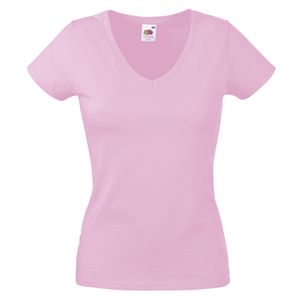 Fruit Of The Loom Lady-Fit Valueweight Damen T-Shirt, V-Ausschnitt BC1361 (XS) (Rosa)