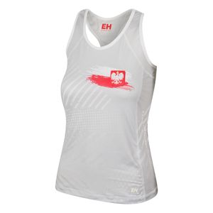 Extreme Hobby Lauf Tanktop Damen, Thermoaktive, Ärmelloses Laufshirt Model: POLAND PRIME Farbe: Weiß Größe: XL