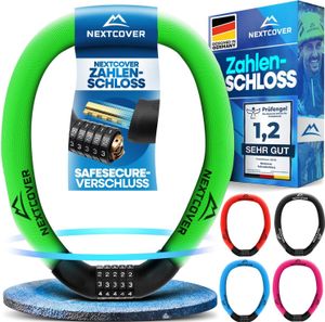 NEXTCOVER® Fahrradschloss mit Zahlencode - Das Original - [SAFESECURE] hohe Sicherheit I Schloss mit 5- stelliger Zahlencode, Zahlenschloss Fahrrad