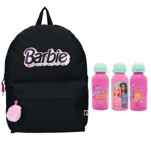 Barbie Mädchen Rucksack Schultasche plus Alu Trinkflasche Gr.39x29x12 cm