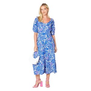 Dorothy Perkins - Dámske midi šaty s volánom DP6030 (36 SK) (Blue)