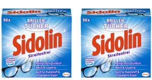Sidolin Brillentücher 2er Pack Brillen Tücher 2x50 Stück Reinigungstücher