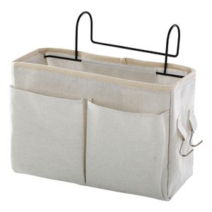 Betttasche Bett Organizer Hängetasche Hochbett Aufbewahrungstasche für Buch, Magazin, Spielzeug, Handy, Kopfhörer,（Weiß）