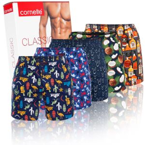 Cornette American boxerky pánske široké 5 pack XL | Vzdušné, voľné, mäkké, zábavné nohavice pánske bavlnené spodné prádlo, XL